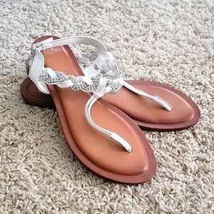 White Rhinestone Sandals